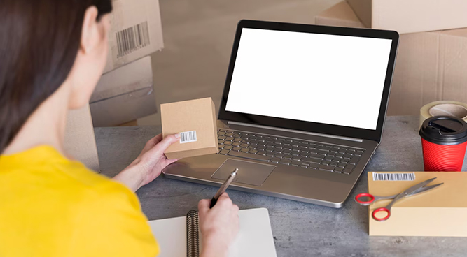 Person working on e-commerce order fulfillment