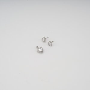 AGOR 925 Sterling Silver Heart Pendant Set with CZ Diamond | Stud Earrings & Pendant