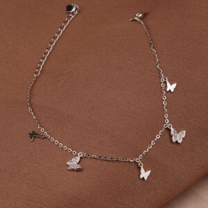 AGOR 925 Silver Adjustable Butterfly Charm CZ Bracelet