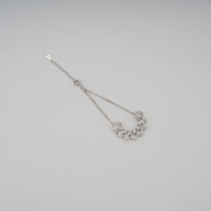 AGOR 925 Sterling Silver Adjustable Chain-Link Bracelet | Sparkling CZ Studded Silver Bracelet for Women