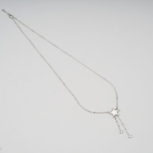 AGOR 925 Sterling Silver Adjustable Star Y-Necklace | Enamel Pendant with Drop Chains & CZ Diamonds in Silver & Rose Gold Finish