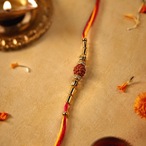 DivoRama Set of 2 Rakhis for Brother | Hindi Bhai Meenakari Name Rakhi & Rudraksha Bead Rakhi | Traditional Designer Rakhi for Bhaiya Bhai | Raksha Bandhan 2026 Thread Rakhi