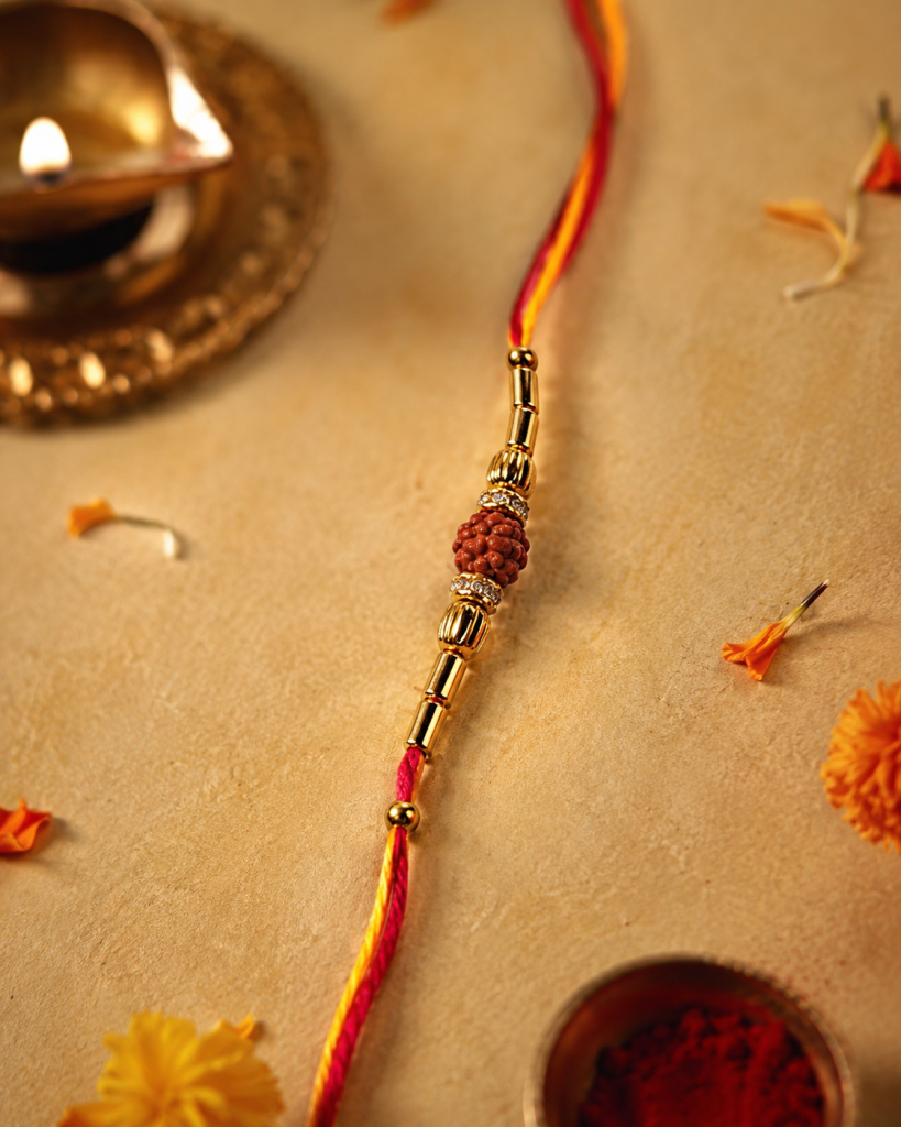 DivoRama Set of 2 Rakhis for Brother | Hindi Bhai Meenakari Name Rakhi & Rudraksha Bead Rakhi | Traditional Designer Rakhi for Bhaiya Bhai | Raksha Bandhan 2026 Thread Rakhi