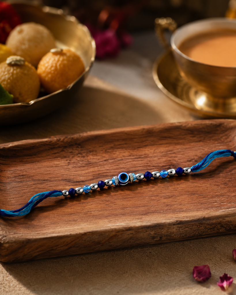 DivoRama Set of 3 Rakhis for Brother | Krishna, Evil Eye & Ganesha Rakhi with Beads | Designer Spiritual Rakhi for Bhaiya Bhai | Raksha Bandhan 2026 Thread Rakhi Combo