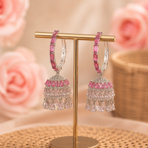 Pink Stone Jhumki