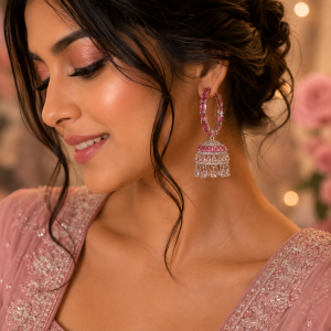 Pink Stone Jhumki