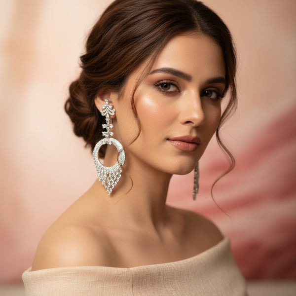Empress Sparkle Earrings | American Diamond Party Wear for Women