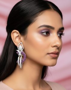 Noor Amethyst Magenta Statement Earrings