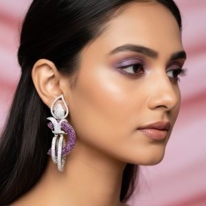 Noor Amethyst Magenta Statement Earrings