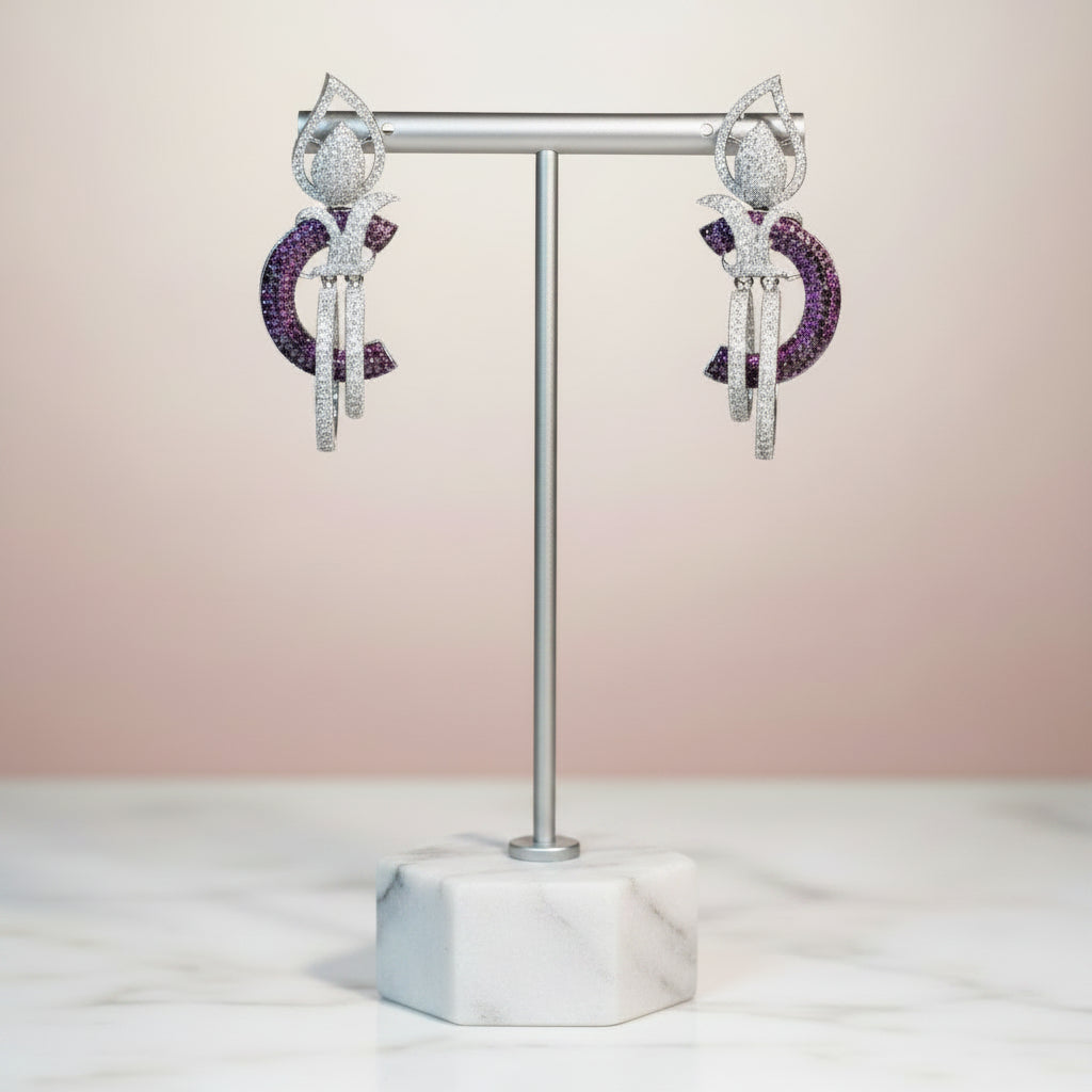 Noor Amethyst Magenta Statement Earrings