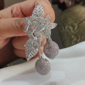 Lilac Bloomdrops Party Wear Earrings