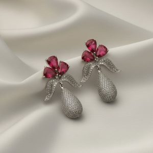 Ruby Dewdrops Party Wear Earrings