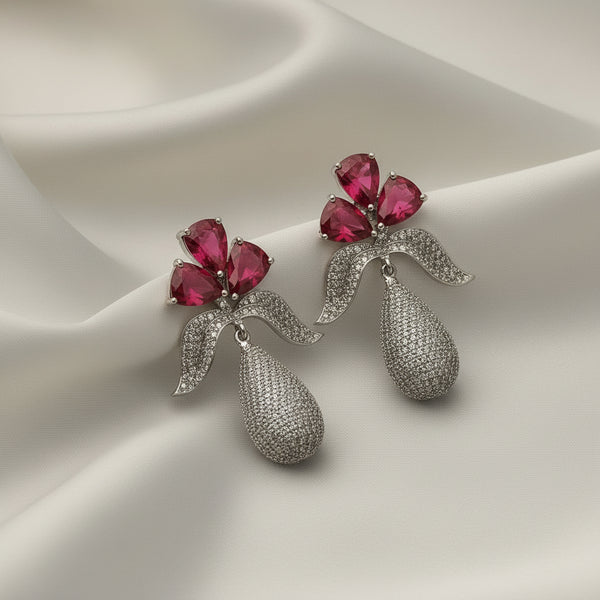 Ruby Dewdrops Party Wear Earrings
