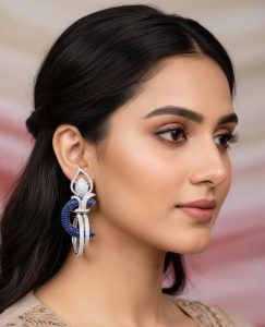 Noor Amethyst Royal Blue Statement Earrings