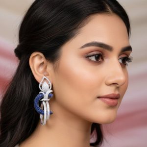 Noor Amethyst Royal Blue Statement Earrings
