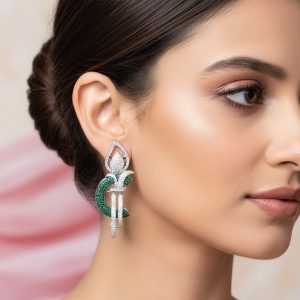 Noor Amethyst Green Statement Earrings