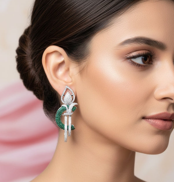 Noor Amethyst Green Statement Earrings