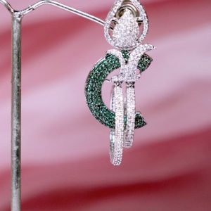 Noor Amethyst Green Statement Earrings