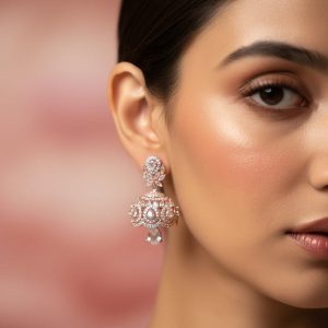 Glitter Rain AD Jhumki Earrings | Party Wear Jhumka for Women