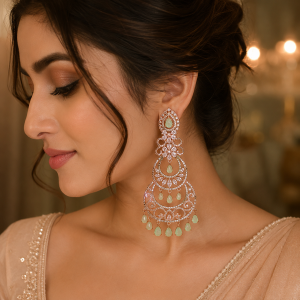 Marine Glow Chandbali Party Wear Earrings