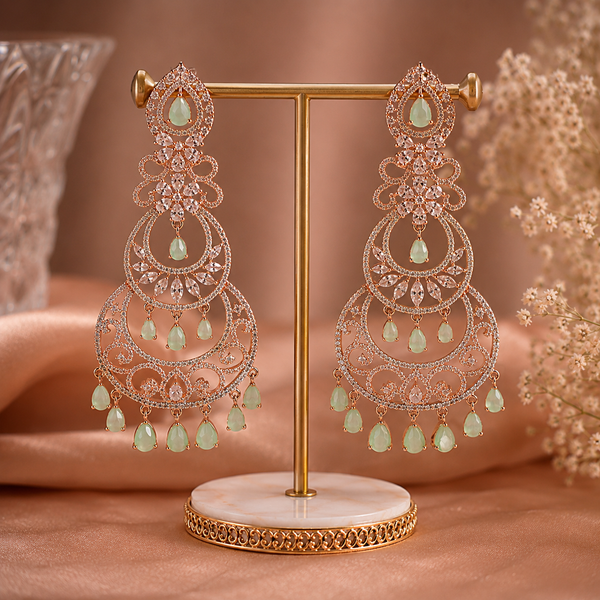 Marine Glow Chandbali Party Wear Earrings