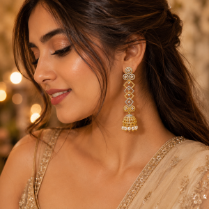 Radiant Crisscross Golden Jhumki