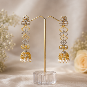 Radiant Crisscross Golden Jhumki