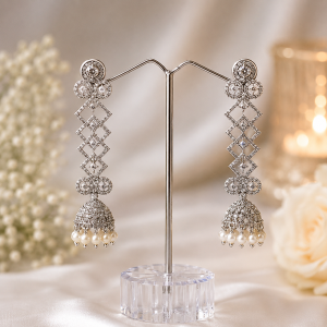 Radiant Crisscross Silver Jhumki