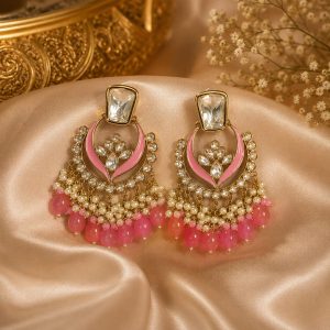 Amara Kundan Rose Pink Earring