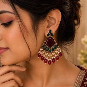 Red Majesty Kundan Earring