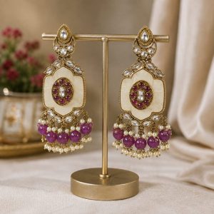 Lavender Majesty Kundan Earrings
