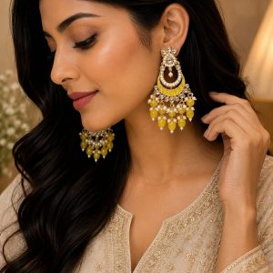 Amber Blossom Kundan Danglers