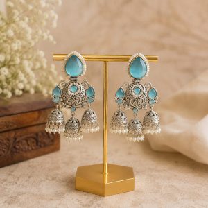 Prakriti Turquoise Silver Jhmuki
