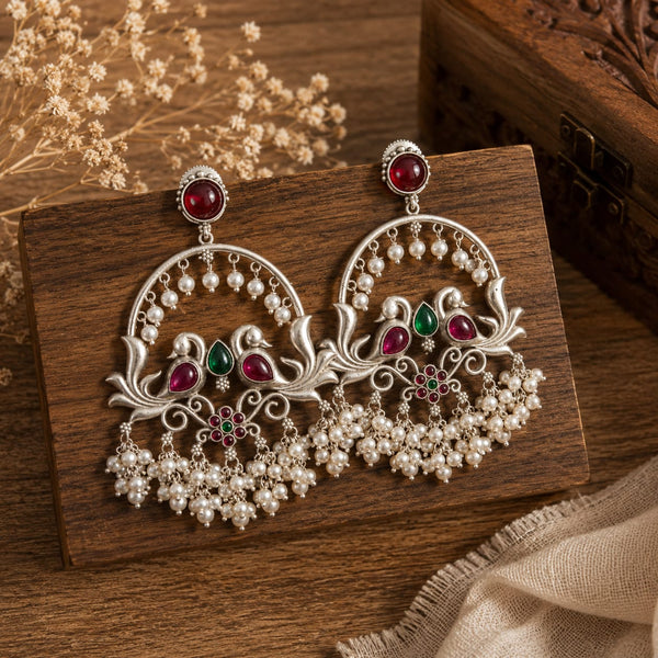 Silver Pearl Chandbali
