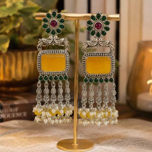 Amber Silver Danglers