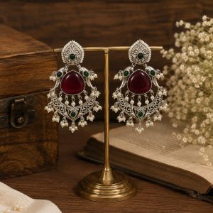 Maroon Silver Vintage Chandbali