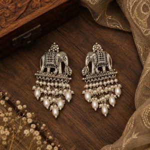 Gajraj Silver Pearl Jhumka