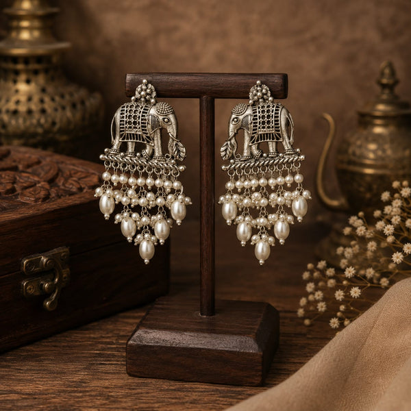 Gajraj Silver Pearl Jhumka