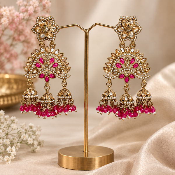 Rani Pink Chandani Kundan Earrings