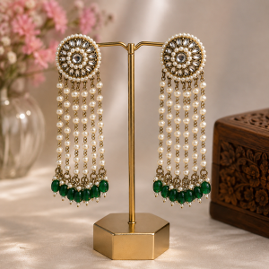 Emerald Strings Kundan Danglers