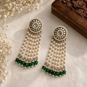 Emerald Strings Kundan Danglers
