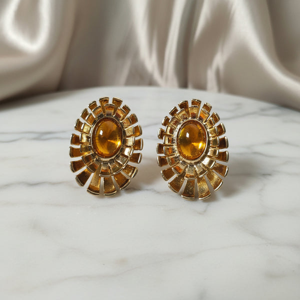 Amber Bloom Sunburst Stud Earrings