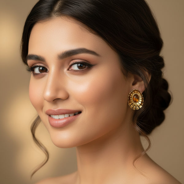 Amber Bloom Sunburst Stud Earrings