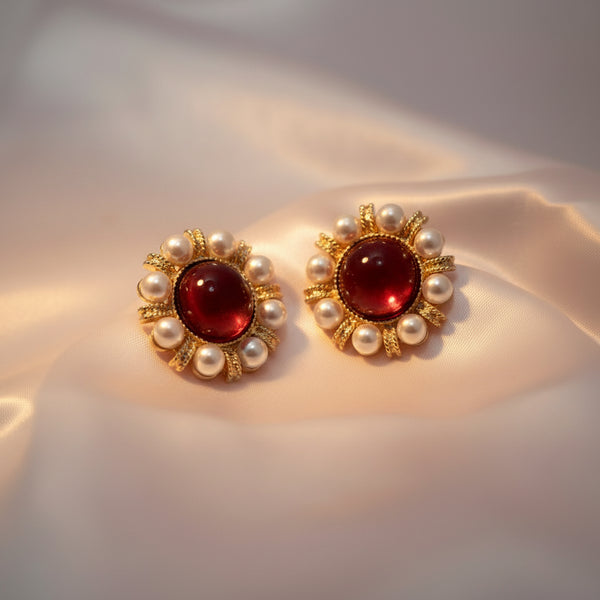 Velvet Pearl Stud Earrings