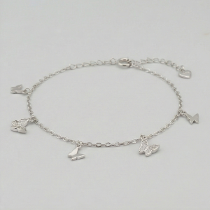 AGOR 925 Sterling Silver Butterfly Charm Bracelet for Women, High Polish Silver Finish Fashion Jewellery