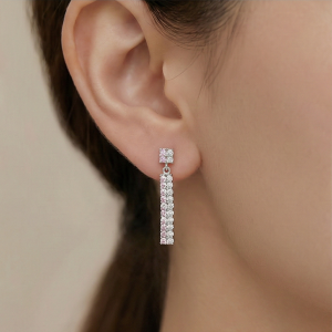 AGOR 925 Sterling Silver Pink and White Linear Drop Earrings Jewellery for Women