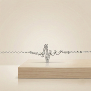 AGOR 925 Sterling Silver Heartbeat Pulse Chain Bracelet Jewellery for Women & Girls Silver Finish