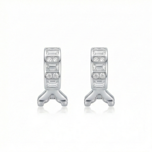 925 Sterling Silver Geometric Baguette Huggie Hoop Earrings Jewellery for Women