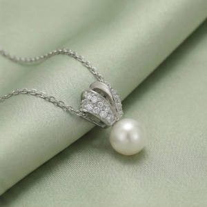 AGOR 925 Sterling Silver Elegant Pearl Drop Pendant Necklace with Stone Accents Jewellery for Women