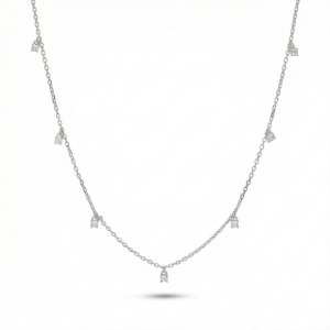 AGOR 925 Sterling Silver Minimalist Dainty Solitaire Drop Station Necklace Jewellery for Women